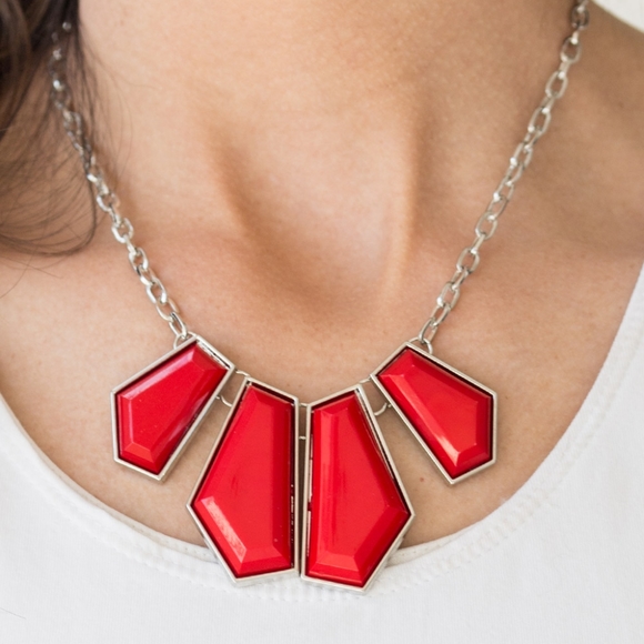 paparazzi Jewelry - Paparazzi Get Up and GEO Red Necklace Set paparazzi Jewelry - Paparazzi Get Up and GEO Red Necklace Set